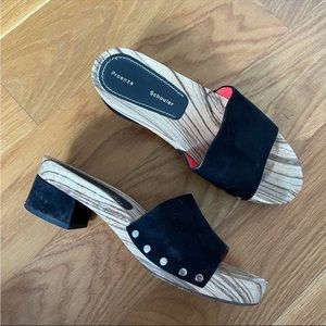 Proenza Schouler Black Suede Wood-Effect Clog Mules